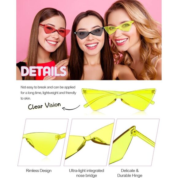 20 Pairs Rimless Cat Eye Sunglasses for Women Men Kids Variety Pack
